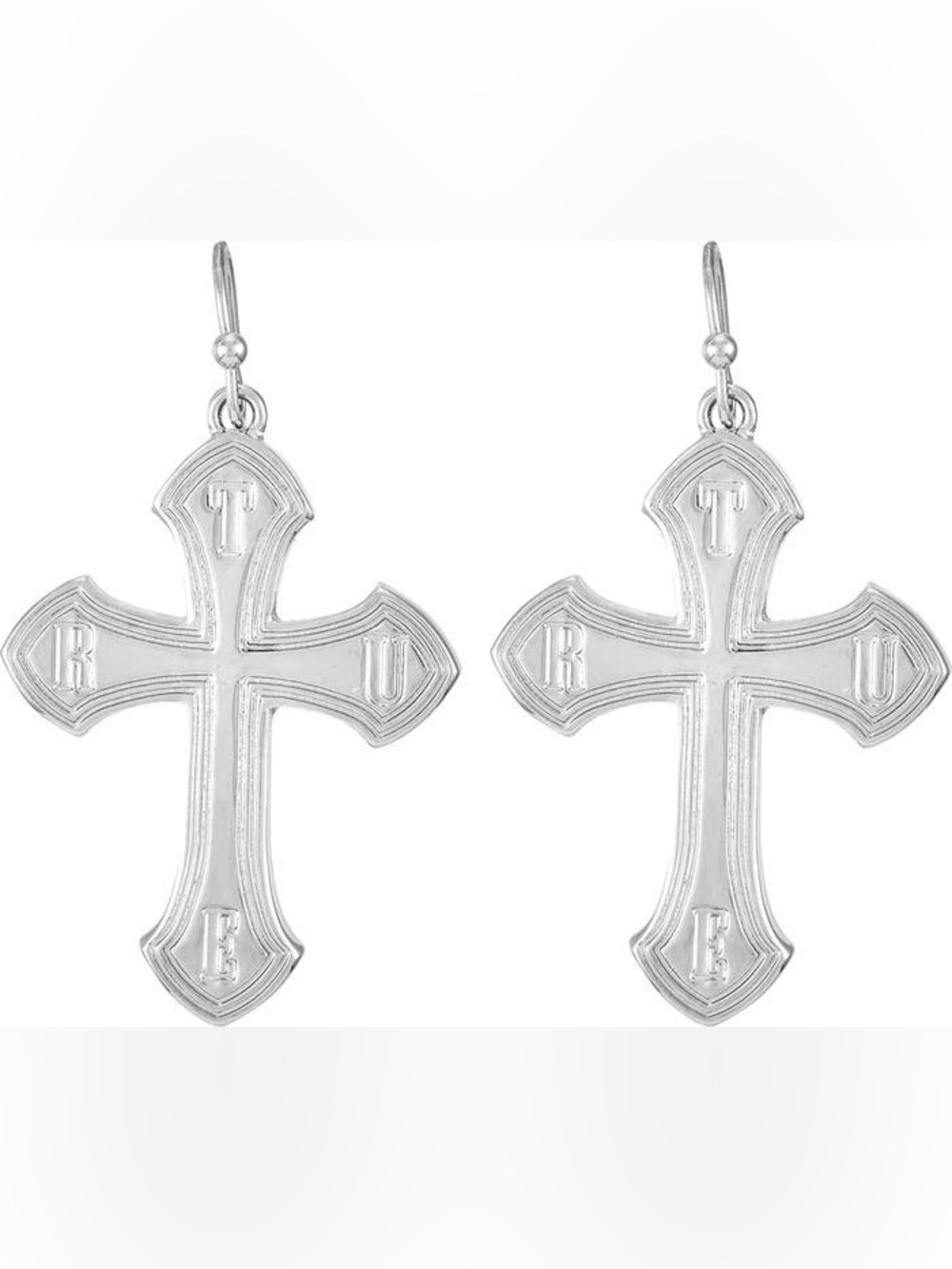 True Religion Logo Cross Drop Earrings